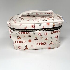Yoga Pose Cosmetic Case in Cream with Moon Print